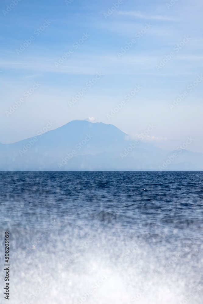 Seaside view at Agung volcano in Indonesia