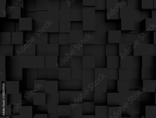 Black square abstract background in perspective, 3d Rendering © sergomezlo