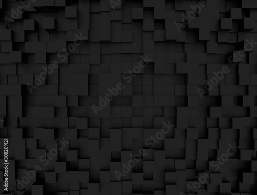 Black square abstract background in perspective, 3d Rendering