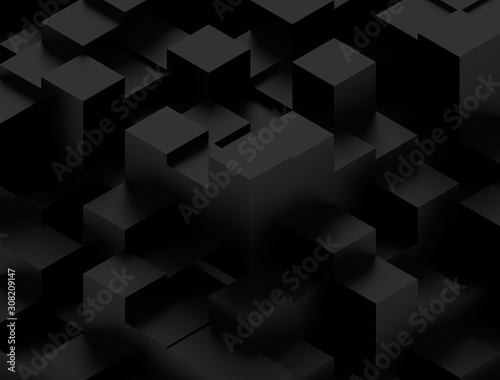 3d abstract architectural structure in black color. abstract black background. 3d render