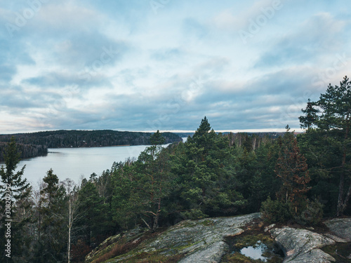 Aerial View of Forest path in Finland National park photo