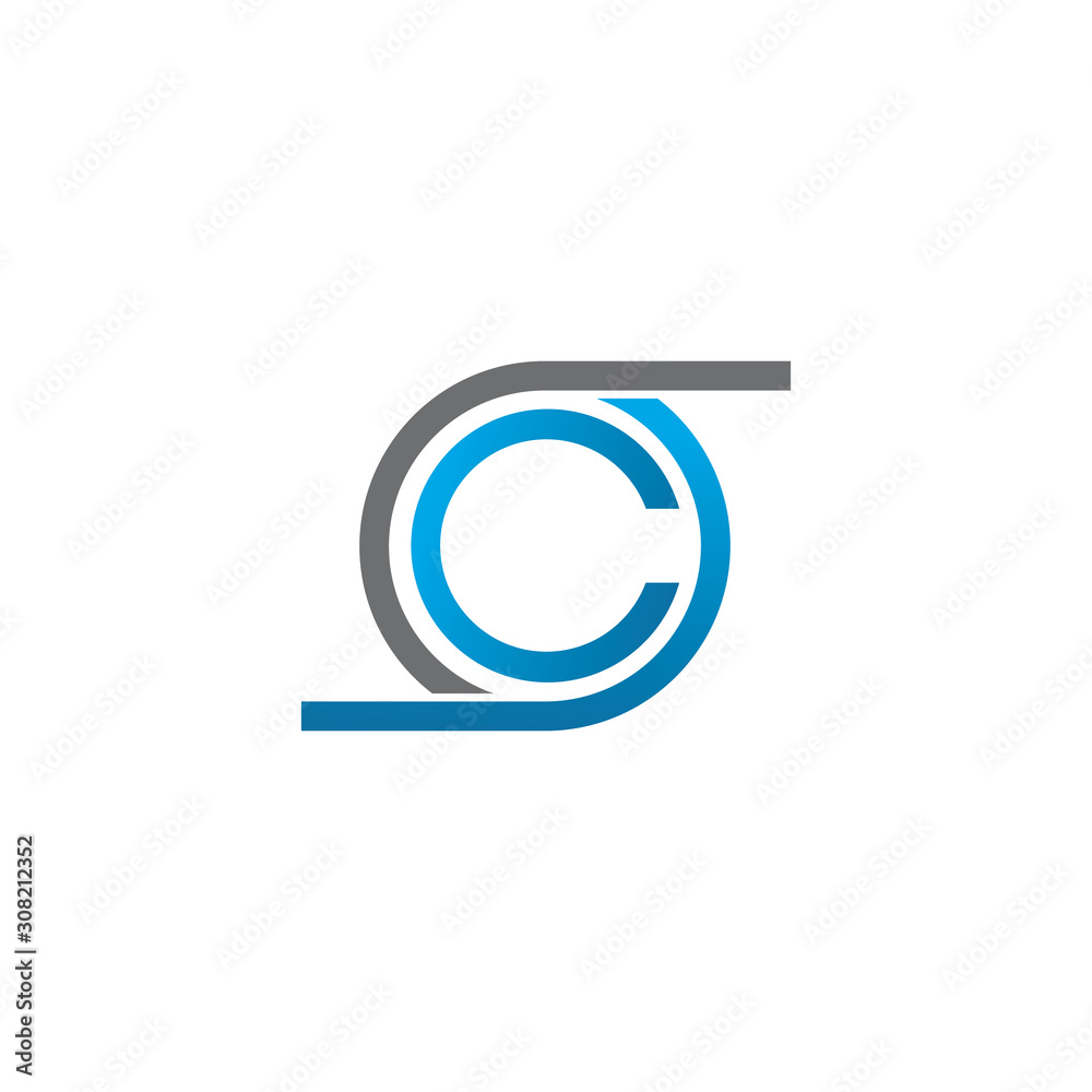 Initial letter C with circle shape in blue and grey Initial letter C with circle shape in blue and grey