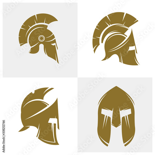 Set of Spartan Logo Design Vector Template, Spartan Helmet Logo Concept, Emblem, Concept Design, Creative Symbol, Icon
