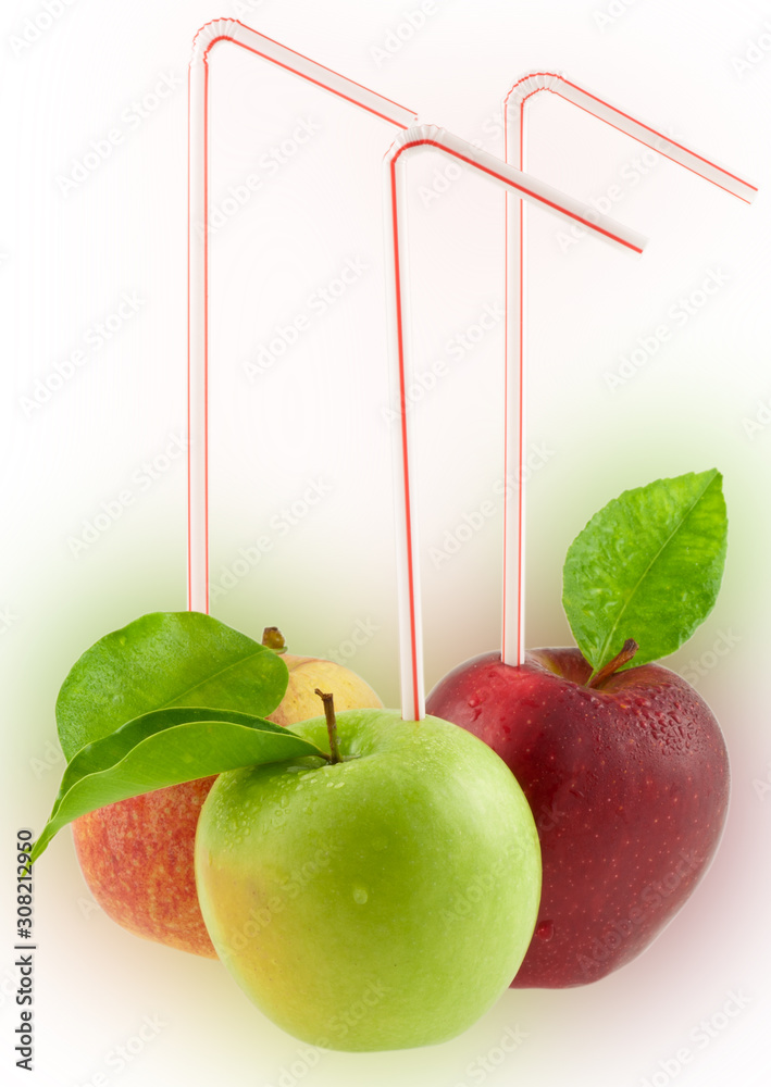 apple and glass of juice on white background apple and glass of juice on white background