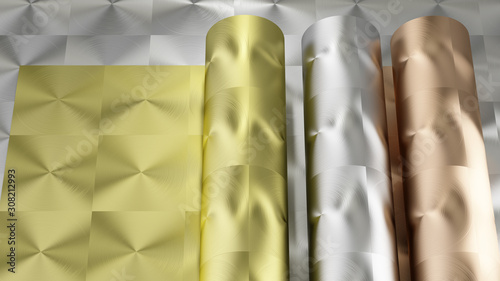 3D rendering of Metal texture of anisotropic aluminum foil
