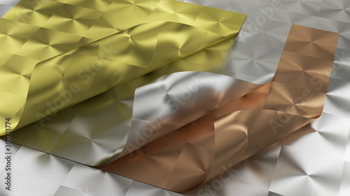 3D rendering of Metal texture of anisotropic aluminum foil