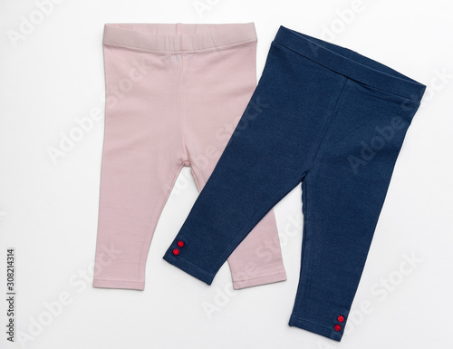 Baby-girl pants isolated on white background for spring and autumn wardrobe/ Baby clothes