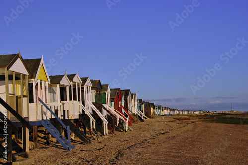 Thorpe Bay beach huts, Southend on Sea, Essex, England, United Kingdom © Andy Evans Photos