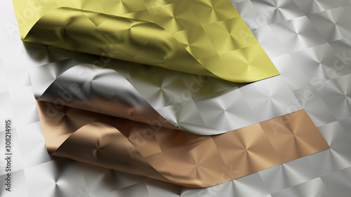 3D rendering of Metal texture of anisotropic aluminum foil