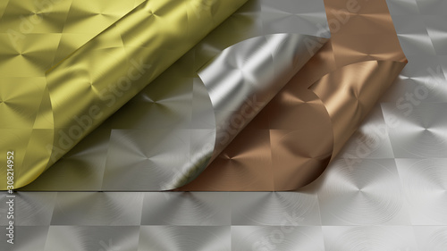 3D rendering of Metal texture of anisotropic aluminum foil