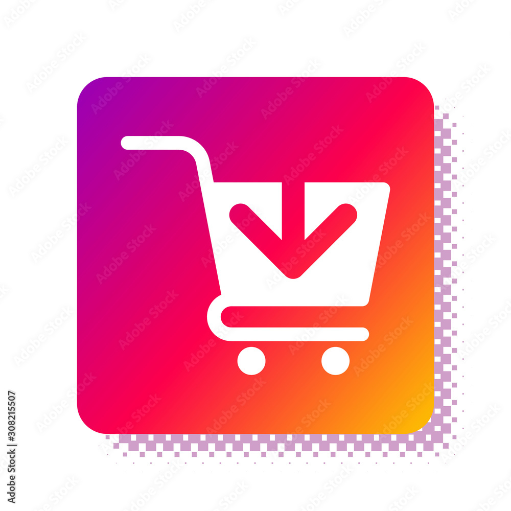 White Add to Shopping cart icon isolated on white background. Online buying  concept. Delivery service sign. Supermarket basket symbol. Square color  button. Vector Illustration vector de Stock | Adobe Stock