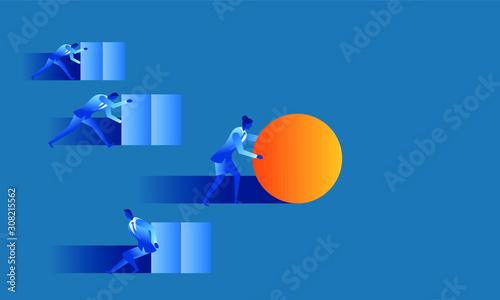 Business women  concept illustration about smart work versus handwork 