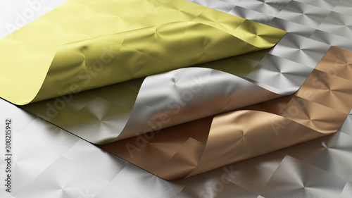 3D rendering of Metal texture of anisotropic aluminum foil