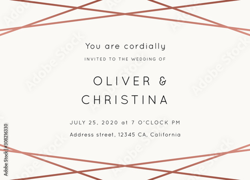 WEDDING Invitations Rose Gold Vector