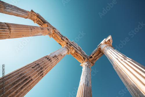 Amazingly Temple of Apollon ancient ruins. Apollon temple in Side antique city, Antalya, Turkey photo