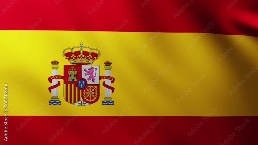 Large Spanish flag fullscreen background fluttering in the wind Large Spanish flag fullscreen background fluttering in the wind