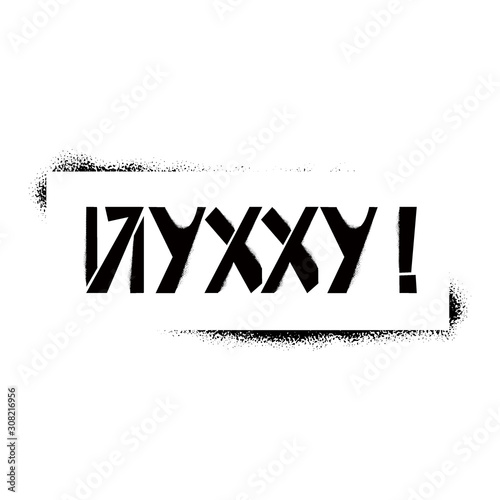 Yahoo stencil lettering in russian language in frame. Spray paint cyrillic graffiti on white background. Design lettering templates for greeting cards, overlays, posters