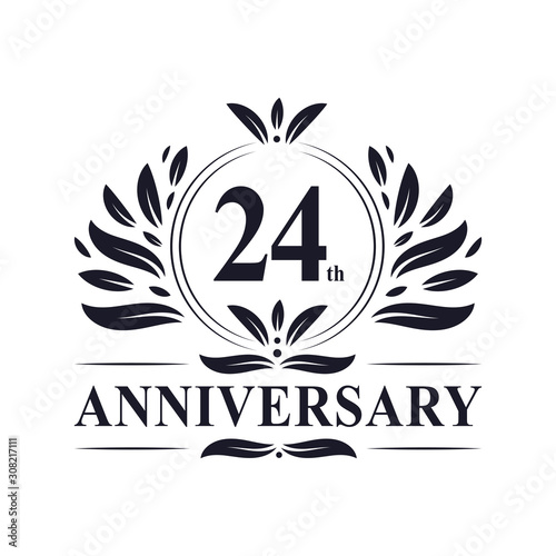 24 years Anniversary logo, luxurious 24th Anniversary design celebration.