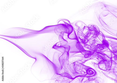 Dense smoke, purple smoke abstract on white background
