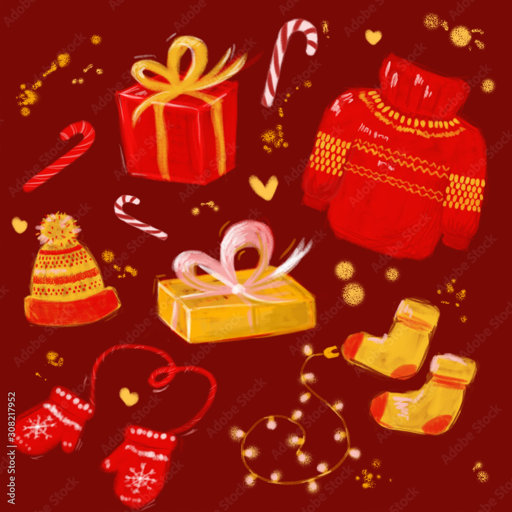 Obraz premium pattern set of gift boxes