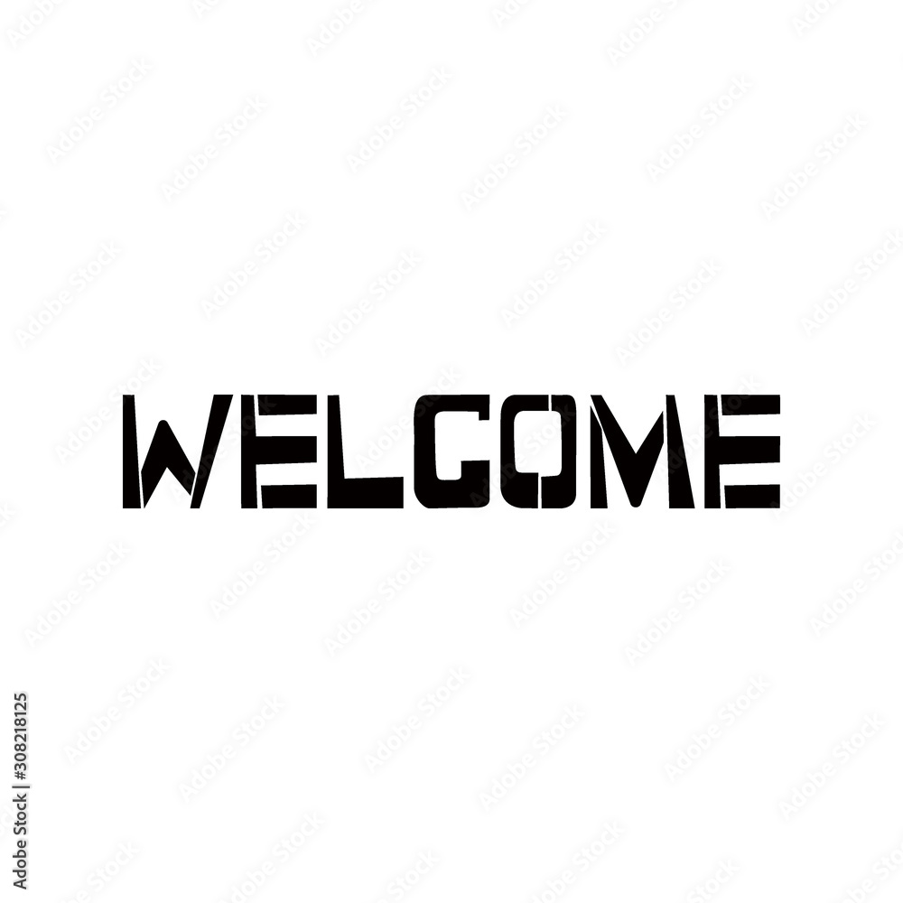 Welcome stencil lettering. Spray paint graffiti on white background. Design lettering templates for greeting cards, overlays, posters