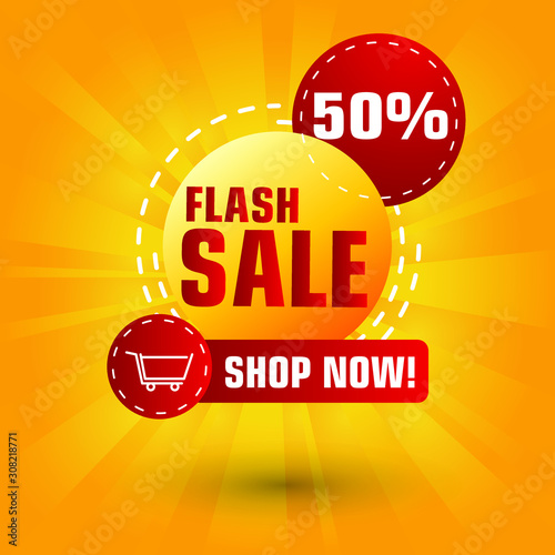 Flash Sale Design for business. Discount Banner Promotion Template. Flash Sale banner template design vector