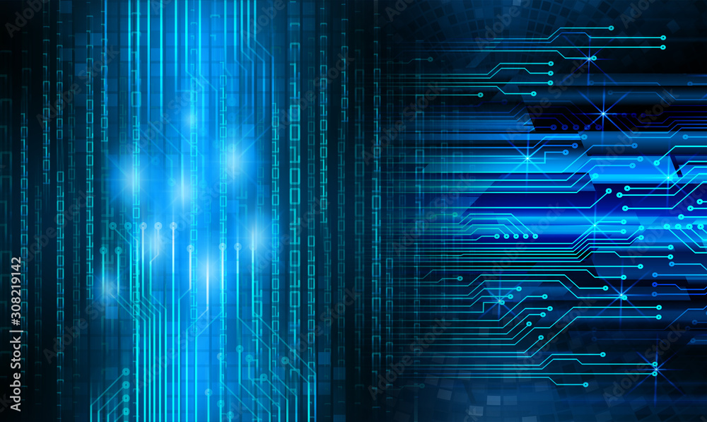 Blue cyber circuit future technology concept background