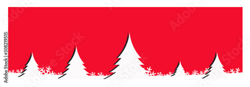 Christmas card with fir trees on red background . Noel banners