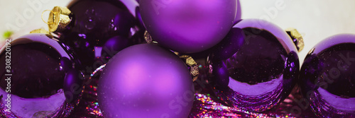 Bilde på lerret lila Christbaumkugeln, Banner, Background