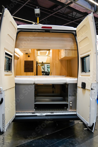 Interior inside new modern luxury camper van Travel motorhome