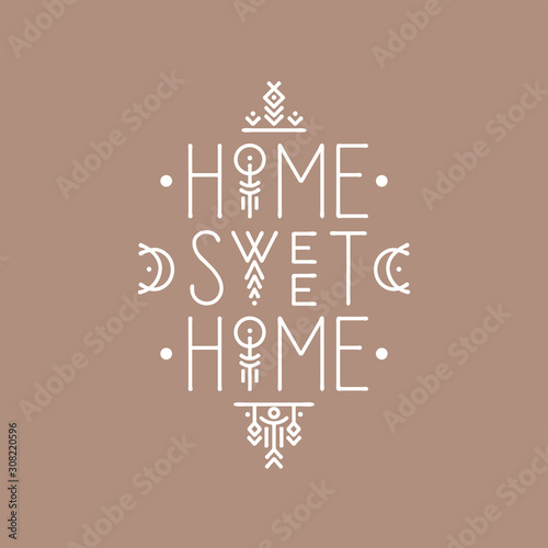 Canvastavla Lettering line art poster Home Sweet Home