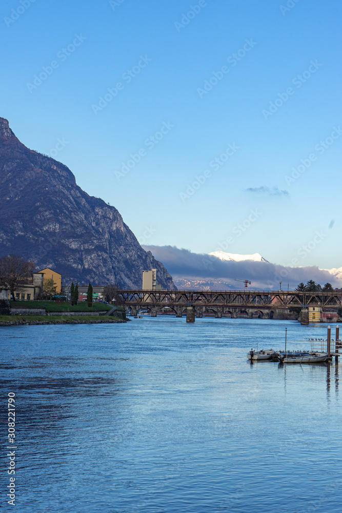 Town of Lecco, Italy in December time