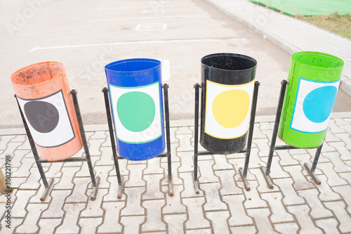 colorful garbage cans