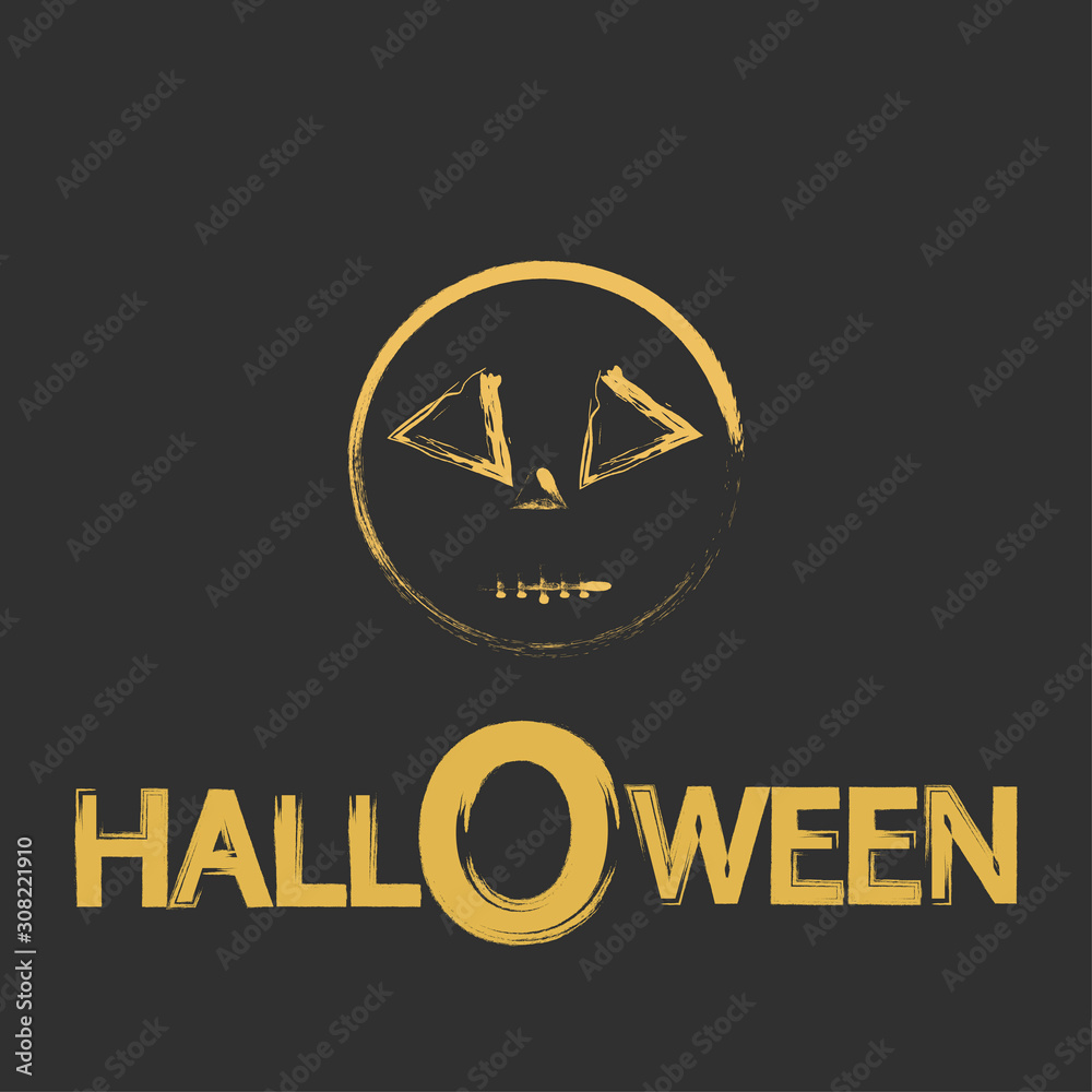 Spooky design for Halloween. Font and scary face in Halloween style. Stylish design in a dark style for printing on clothes and items.