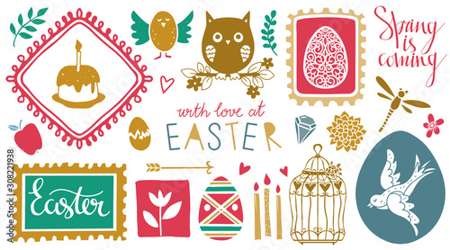 Easter icons  design elements set