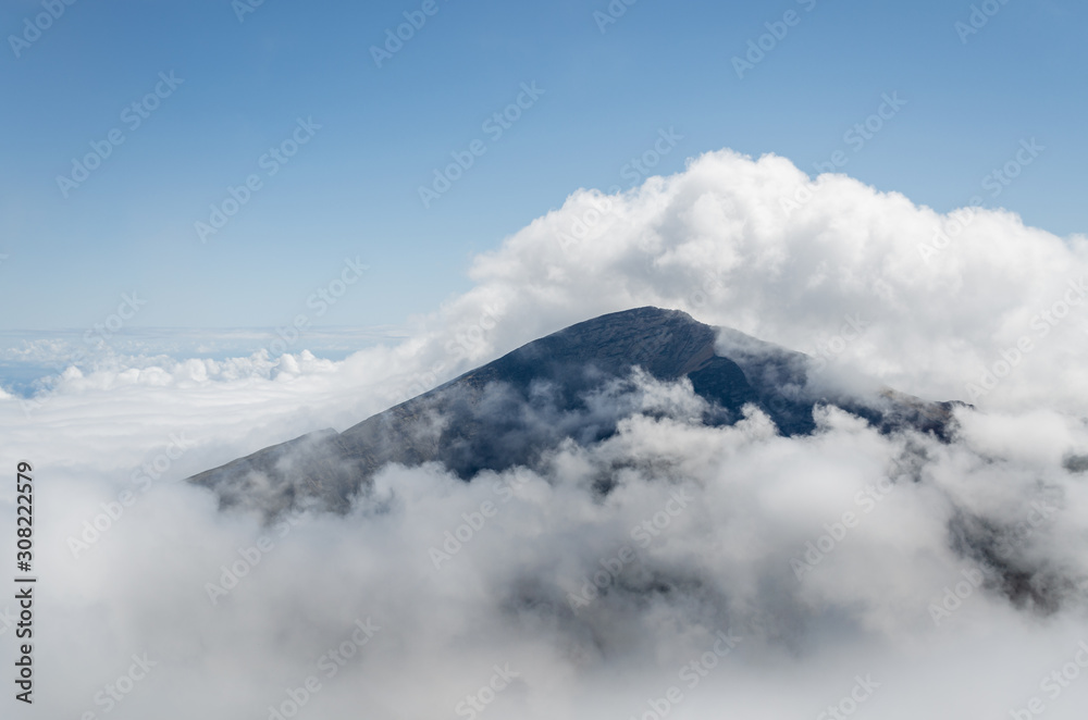 Halekala mountain top covered in clouds, Maui, Hawai, USA