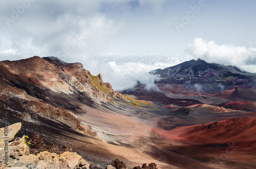 View of Haleakala crater covered in clouds — Haleakala National Park, Maui, Hawai