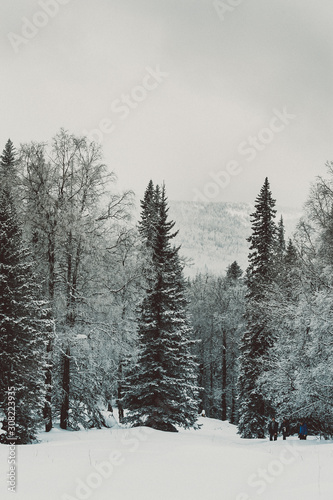  winter in the mountains. snow on top of the mountains. freeride. extreme sports mountains © KseniyaK