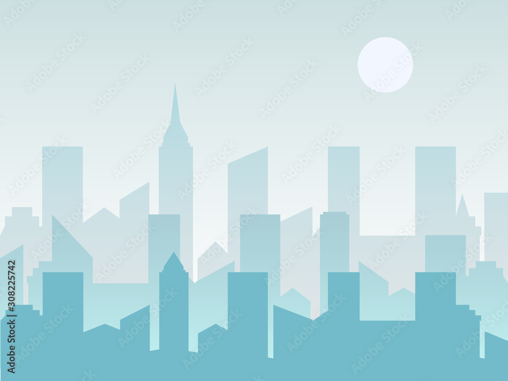 City skyline vector illustration. Urban landscape in flat style.