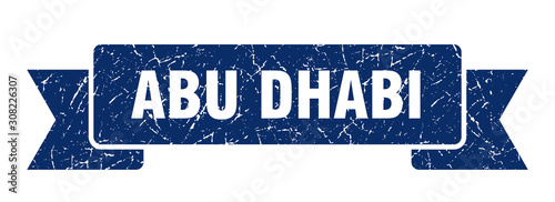 Abu Dhabi ribbon. Blue Abu Dhabi grunge band sign