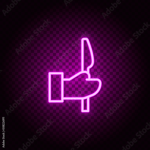 Hand, operation, scalpel vector icon. Retro style neon vector icon. Vector icon on transparency background