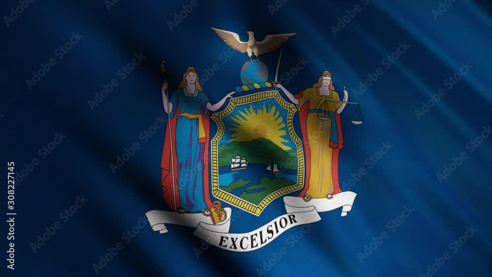 New York flag waving background,seamless loop. Animation. Abstract flag