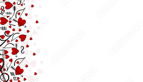 Hearts and music notes. Holiday background for Valentine's Day. Hearts are drawn as notes. Place for text. Vector illustration.