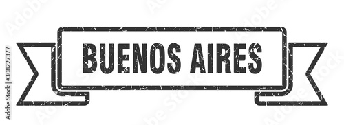 Buenos Aires ribbon. Black Buenos Aires grunge band sign
