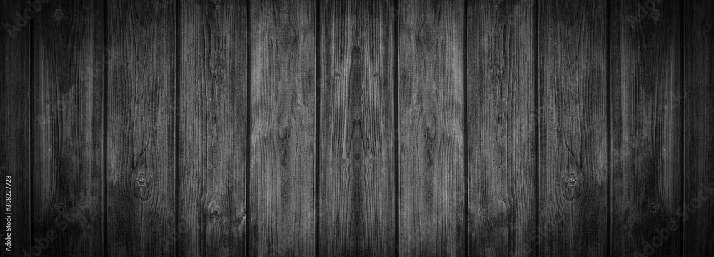 Fototapeta premium old black grey rustic dark wooden texture - wood background panorama banner long