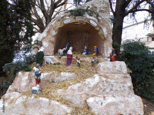 Slika na platnu Aprilia, Latina, 12/08/2019, nativity scene, crib set up in a square