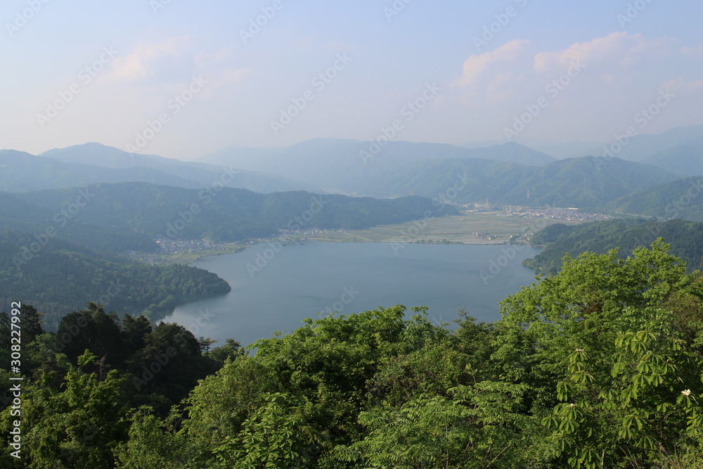 Mountains and Biwa lake in Japan