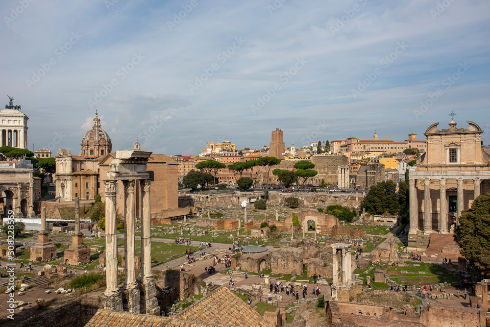 Roman Forum during the day as seen from the hill