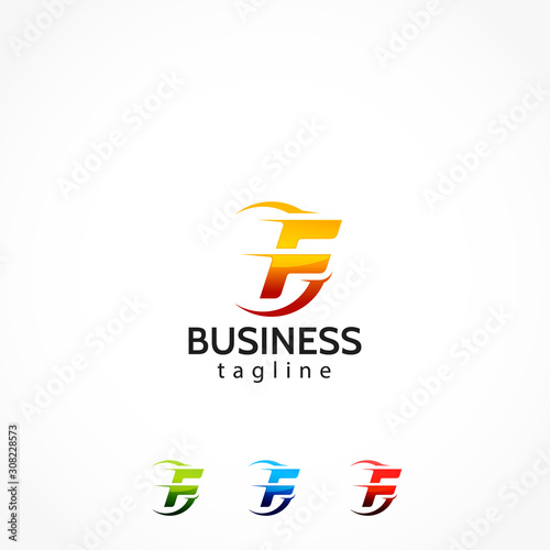 letter f fast race logo