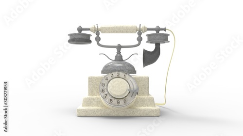 3d rendering of a vintage phone isolated on a studio background